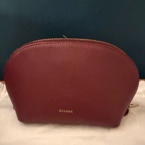 Cuyana Deep Red Leather Cosmetic Case